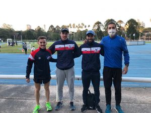 La legión minuana Nicolás Espinosa, Santiago Rodríguez, Mauro Costa y Rodrigo Patrón, el sábado en la Pista Darwin Piñeyrúa
