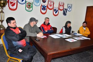 Claudio Parga, Oscar Chambón, Fernando Santana, María Franco y Pablo Almandos, anoche en Casa de los Deportes