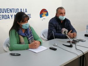 La coordinadora de bancada Patricia Pelúa y el presidente de la Mesa Política Departamental Daniel Ximénez