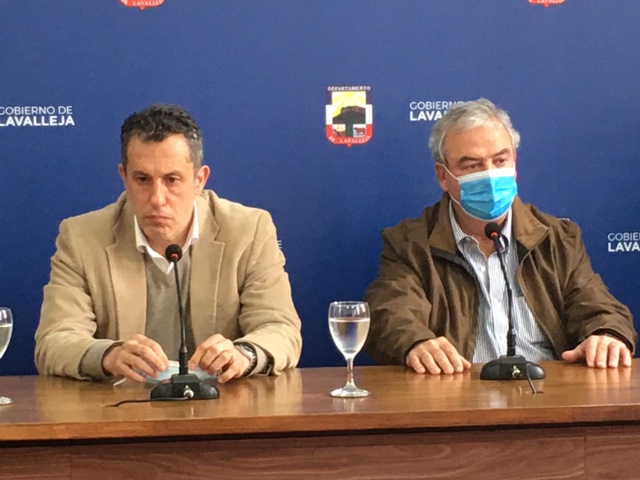 El intendente Mario García y el ministro del Interior Luis Alberto Heber