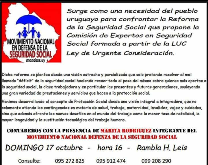 movimiento nacional defensa seguridad social en rambla hector leis