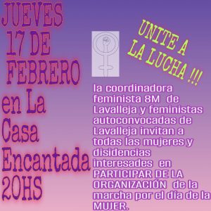 convocatoria para organizar marcha 8 de marzo