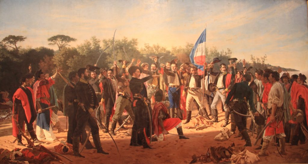 El Juramento de los Treinta y Tres Orientales, Juan Manuel Blanes Óleo sobre tela 311 x 546 cm Museo Juan Manuel Blanes. Fuente Wikipedia
