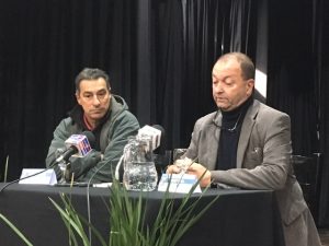Eduardo Cotto, director de la Escuela de Teatro de Lavalleja y Hebert Loza, director de Cultura de la IDL
