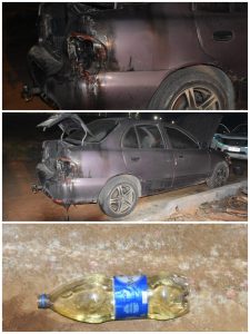 Auto Hunday incendiado en Barrio Peñarol de Minas