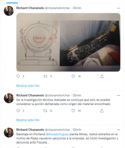 El Twitter de Charamelo con la publicacion