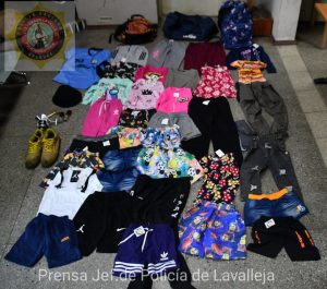 prendas de vestir incautadas en allanamiento