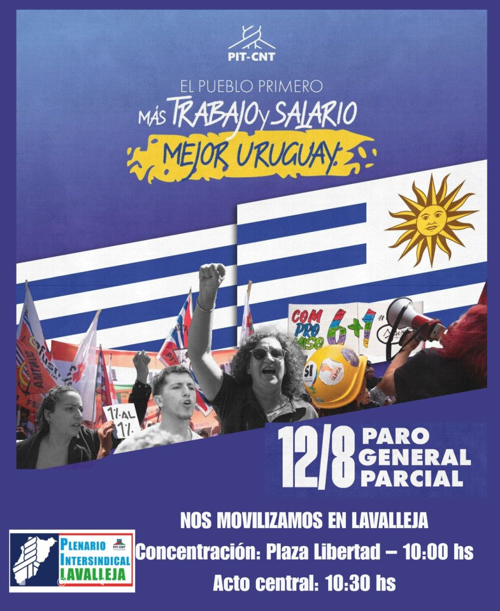 Habrá movilización en Lavalleja en el marco del paro general parcial de este martes