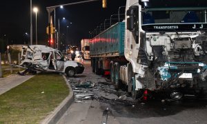 Siniestro de tránsito frontolateral frente a Terminal Shopping Minas 2